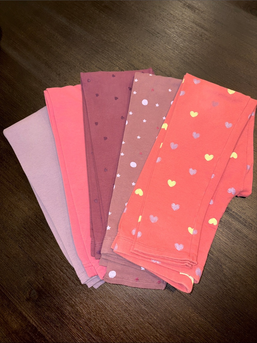Girls' Pack of Pink & Purple Heart Print Leggings - Multipack